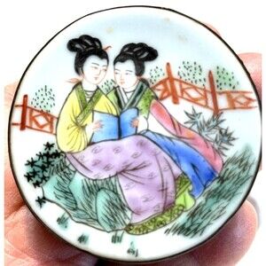 Vintage Japanese Trinket Box Silver Plated Decorative Hand Painted